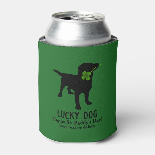 Funny Irish St. Patrick's Day Black Lab Lucky Dog Blikjeskoeler (Blikje Voorkant)