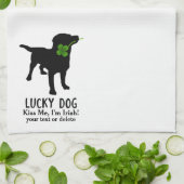 Funny Irish St. Patrick's Day Black Lab Lucky Dog Theedoek (Gevouwen)