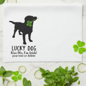 Funny Irish St. Patrick's Day Black Lab Lucky Dog Theedoek