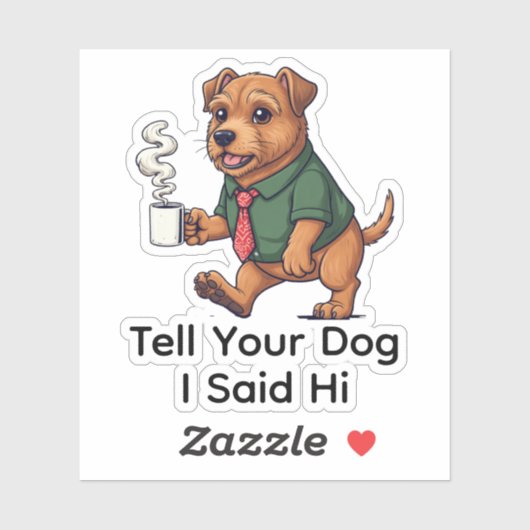 Funny Irish Terrier Dog Business Suit Coffee Sticker (Vel)