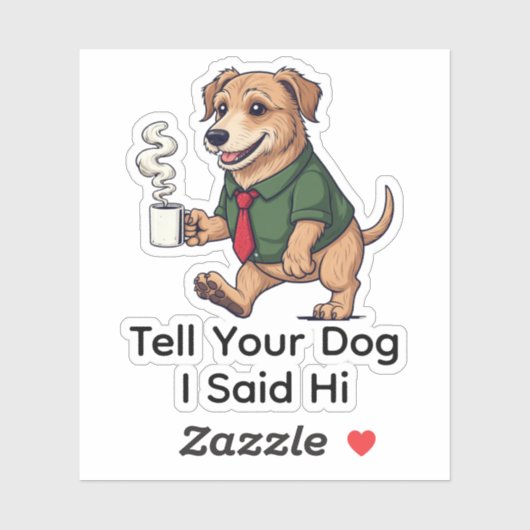 Funny Irish Wolfhound Dog Business Suit Coffee  Sticker (Vel)