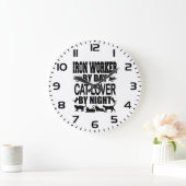 Funny Iron Worker by Day Cat Lover by Night Grote Klok (Huis)