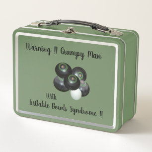 Funny Irritable Lawn Bowls Man, Metal Lunchbox