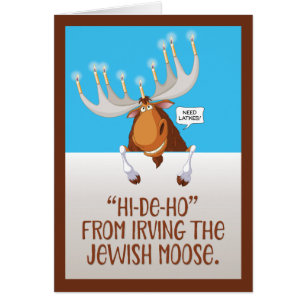 Funny "Irving the Jewish Moose" Hanukkah-kaart