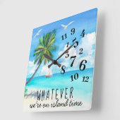 Funny Island Time Clock Vierkante Klok (Hoek)