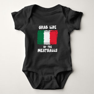 Funny Italiaanse Gift Idea Meatball Italië vlag1 Romper