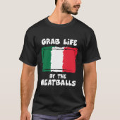 Funny Italiaanse Gift Idea Meatball Italië vlag1 T-shirt (Voorkant)