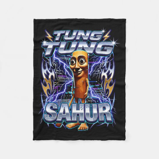 Funny Italian Brainrot Tung Tung Tung Sahur  Fleece Deken (Voorkant)