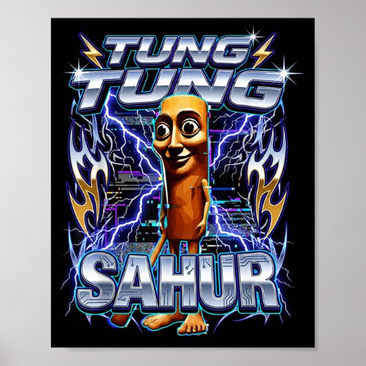 Funny Italian Brainrot Tung Tung Tung Sahur  Poster (Voorkant)