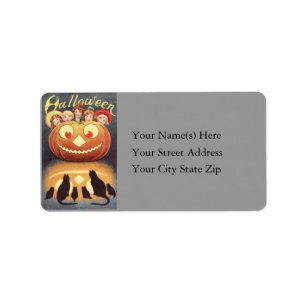 Funny Jack O Lantern Adres Label