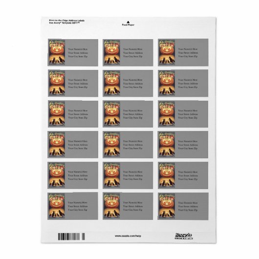 Funny Jack O Lantern  Adres Label (Full Sheet)