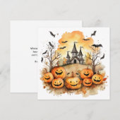Funny Jack O’Lanterns Bats Carte d’Halloween (Devant / Derrière)
