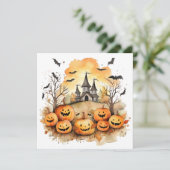 Funny Jack O’Lanterns Bats Carte d’Halloween (Debout devant)