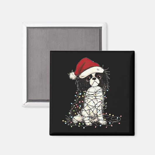 Funny Japanese Chin Christmas Graphics Dog Lights  Magneet (Voorkant / Achterkant)