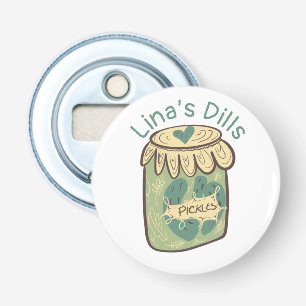 Funny Jar of Pickles Dill Green Food Lover Button Flesopener