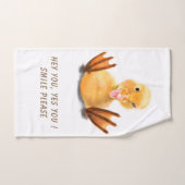 Funny Jaune Canard Jouer Wink Smile - Texte Person (Serviette à main)