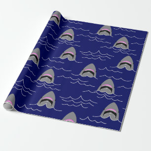 Funny Jaws Cartoon Sharks Patterned Cadeaupapier