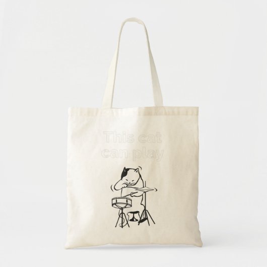 Funny Jazz Cat Drummer Tote Bag (Voorkant)