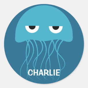 Funny Jellyfish aangepaste naam stickers