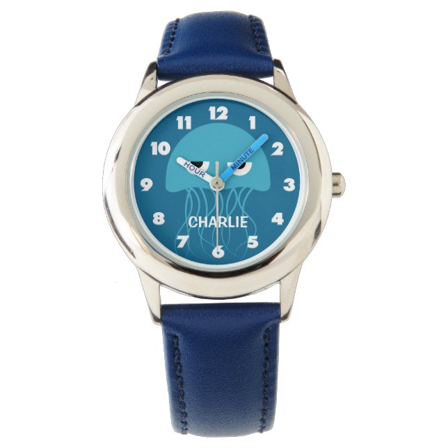 Funny Jellyfish montres monogrammes personnalisées (devant)