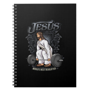 Funny Jesus Christelijk Weight Lifting Pun Mannen  Notitieboek