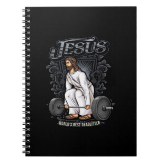 Funny Jesus Christelijk Weight Lifting Pun Mannen Notitieboek