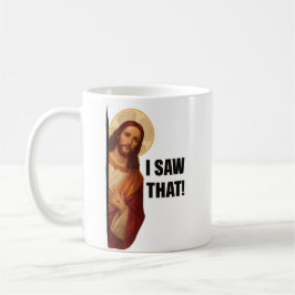 Funny Jesus "I Saw That" Christian meme design Koffiemok