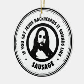 Funny Jesus Keramisch Ornament (Links)