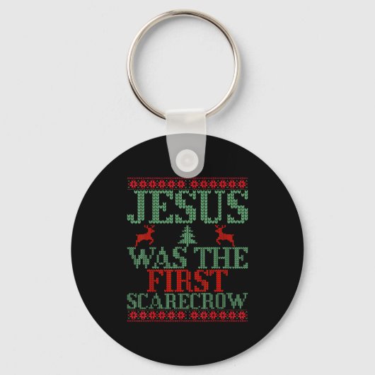 Funny Jesus Was The First Ecrow Ugly Sweater Style Sleutelhanger (Voorkant)