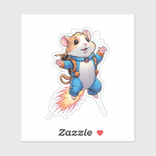 Funny Jetpack Hamster Sticker | Cartoon Animal (Feuille)