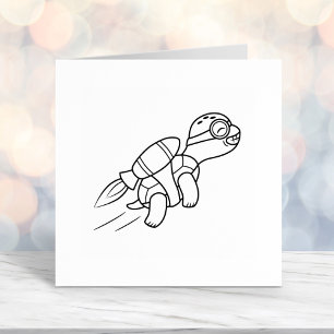 Funny Jetpack Turtle Zelfinktende Stempel
