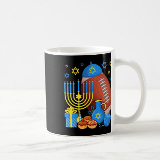 Funny Jewish Football Ball Menorah Happy Hanukkah Koffiemok