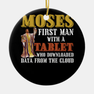 Funny Jewish Passover Moses Tablet Data Cloud Comp Keramisch Ornament