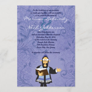 Funny Jewish Rabbi Wedding Invitation Kaart