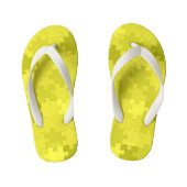 Funny Jigzaag Puzzle Pattern Voeg naam Geel Groen  Kinder Teenslippers (Voetbed)