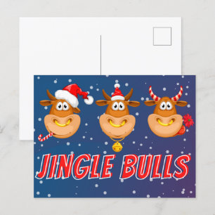 Funny Jingle Bulls Briefkaart voor Kerstmis