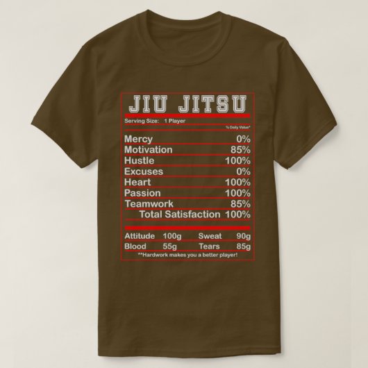 Funny Jiu Jitsu Nutrition Facts Bjj Fighter Essent T-shirt (Design voorkant)