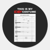 Funny Job Application Form Y Halloween Costume Ronde Sticker (Voorkant)