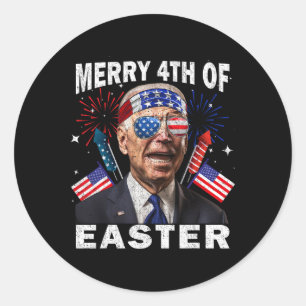 Funny Joe Biden 4 juli Shirt Merry 4th of Eas Ronde Sticker