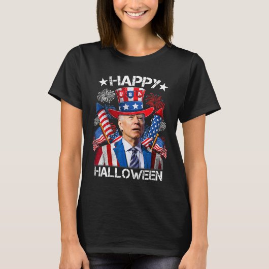 Funny Joe Biden 4th of juli Shirt Happy Halloween (Voorkant)