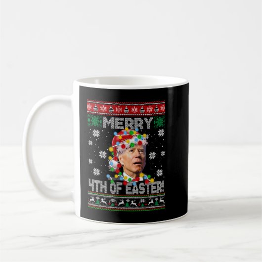 Funny Joe Biden Happy Paast Ugly met Kerstmis Koffiemok (Links)