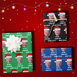 Funny Joe Biden Merry 4th of Labor Day Humor Inpakpapier Vel
