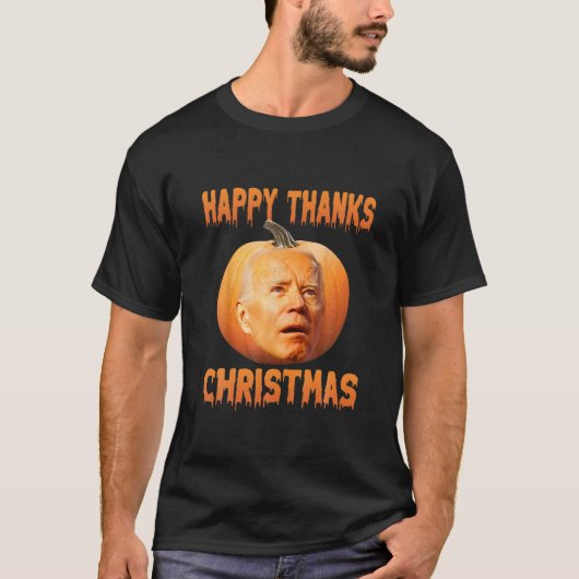 Funny Joe Biden verwarde anti-Biden pomkin Happy T-shirt (Voorkant)