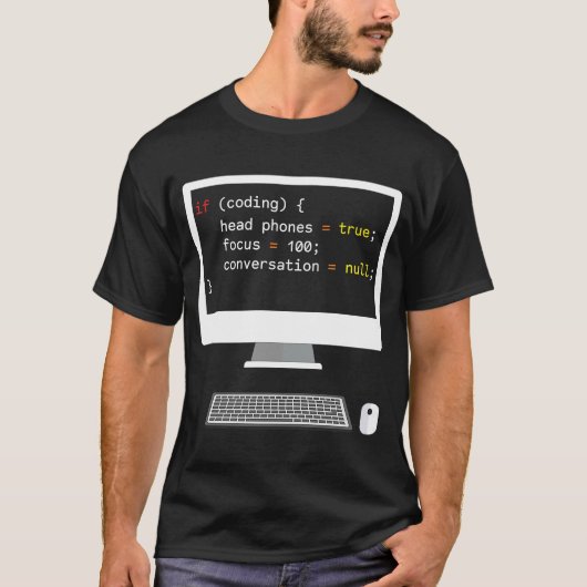 Funny Joke Programming Computer als Coding Headpho T-shirt (Voorkant)