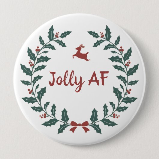 Funny Jolly AF Kerstfeestdag Wreath Ronde Button 4,0 Cm (Voorkant)
