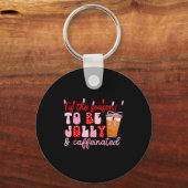 Funny Jolly And Caffeinated Christmas Tree Coffee  Sleutelhanger (Voorkant)