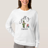 Funny Jolly Elf Noël Nom Dames T-shirt (Devant)