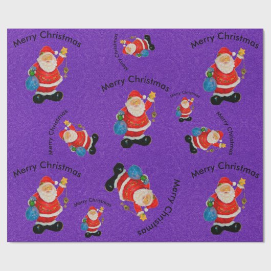 Funny Jolly Santa Claus Paars kerstman Cadeaupapier (Vlak)