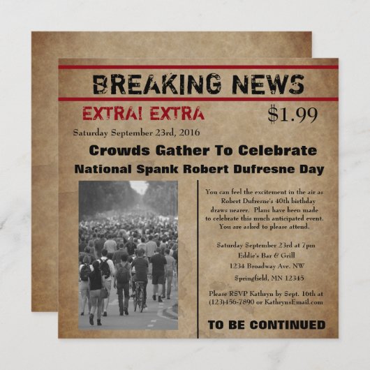 Funny Journal Invitation d'anniversaire (Devant / Derrière)