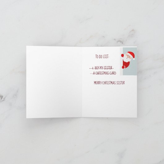 Funny Joyeux Noël Carte Soeur Père Noël (Intérieur)